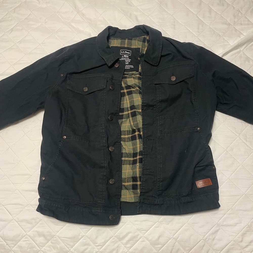 LL Bean Flannel Lined BeanFlex Utility Trucker Jacket